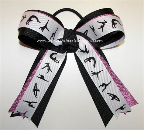 Bulk Pink Gymnsatic Bow Wholesale Sparkly Pink Gymnastics Ribbon Bow