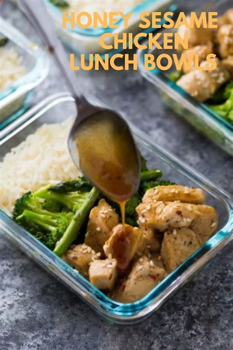 I swear, the nutty flavour of this rice with the sweet and sticky honey sesame sauce is what drives this. Honey Sesame Chicken Lunch Bowls | Chicken lunch, Lunch bowl, Favorite recipes chicken