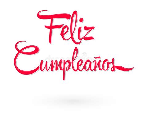 Feliz Cumpleanos Happy Birthday Spanish Text Vector Lettering Stock