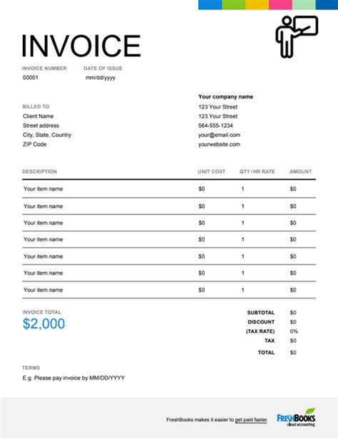 Tutor Invoice Template Free Downloadable Templates Freshbooks