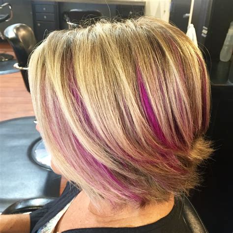 Pink Highlights In Blonde Hair Uphairstyle