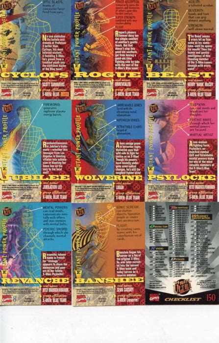 Marvel X Men 1994 Fleer Ultra 150 Base Trading Card Set —