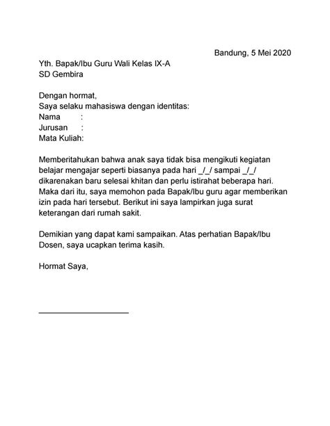 10 Contoh Surat Izin Sekolah Kuliah Dan Kerja