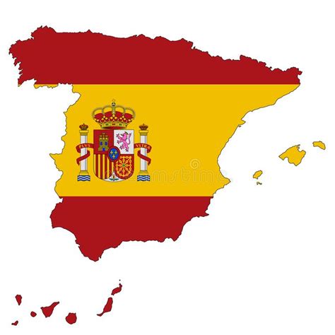 Mapa De Espanha Em Fundo Branco Com Caminho De Recorte Ilustração Stock