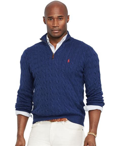 Lyst Polo Ralph Lauren Big And Tall Cable Knit Tussah Silk Sweater In
