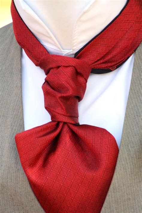 Mens Ascot Cravat Woven Silk Red Maroon Day Cravat Ascot Tie A104