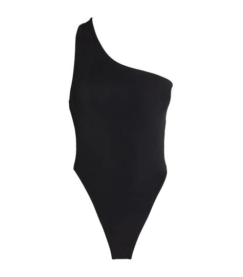 louisa ballou black plunge asymmetrical swimsuit harrods uk