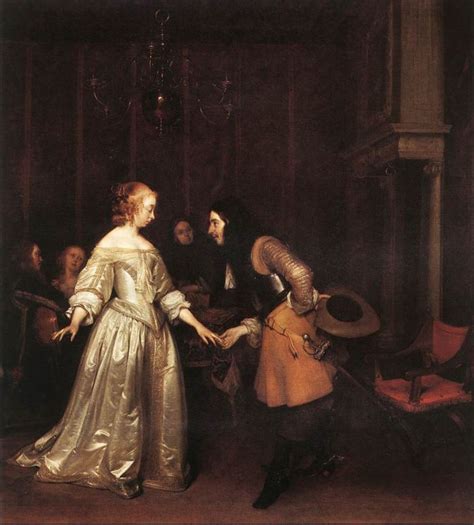 1660 Terborch Gerard The Dancing Couple Baroque Oil On Canvas