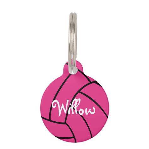 Pink Volleyball Personalized Pet Tag Zazzle