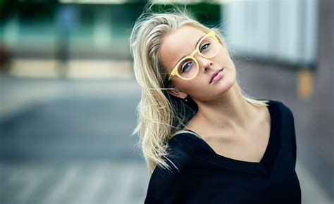 wallpaper face model blonde long hair women with glasses sunglasses dress blue fashion