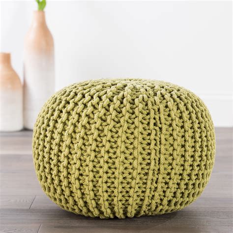 Shop Visby Green Textured Round Pouf Burke Decor