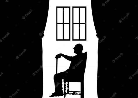Premium Vector Silhouette Of An Old Man Sitting On A Chair On White