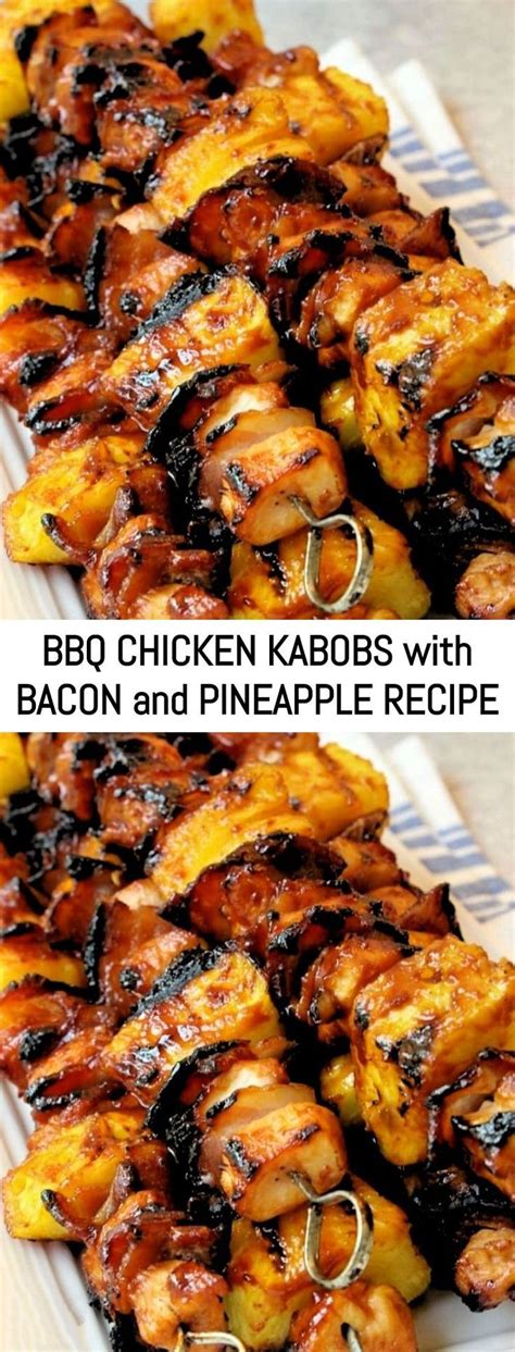 Add the chicken to a bowl and toss with 2 tablespoons of the bbq sauce. BBQ CHICKEN KABOBS with BACON and PINEAPPLE RECIPE ...