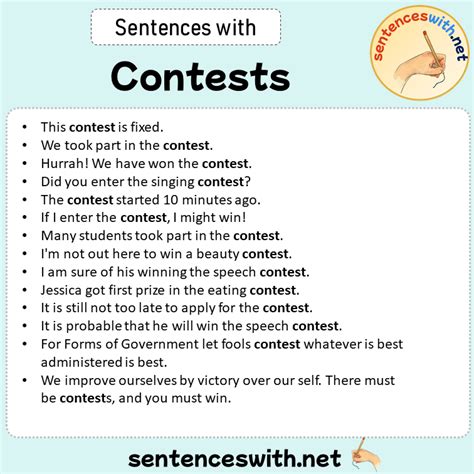 Sentences With Contests Sentences About Contests Sentenceswithnet