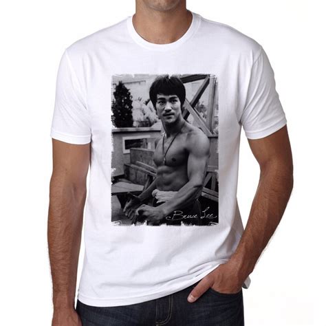 2019 New Man Casual T Shirt Tops Tee Bruce Lee Celebrity Star White