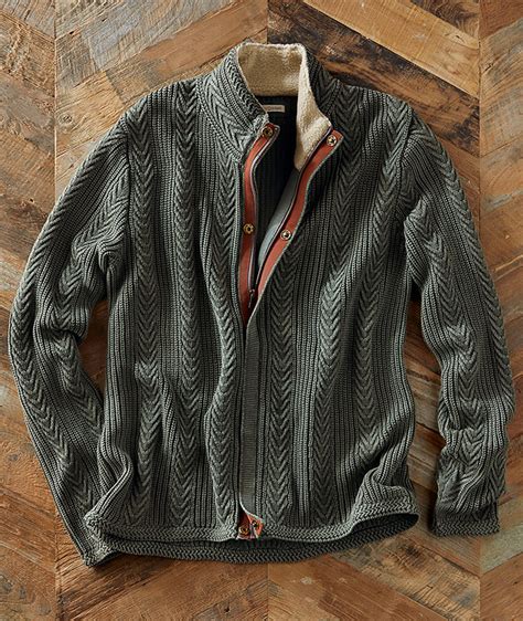 Mens Timberline Zip Front Cardigan Sweater In 100 Cotton Sweater