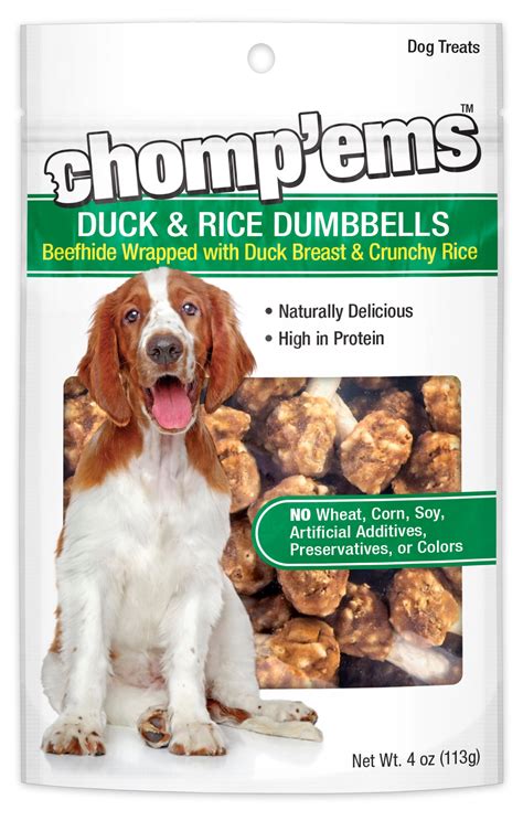 Chompems Duck And Rice Dumbbells 4 Oz Healthy Protein Rich Treats