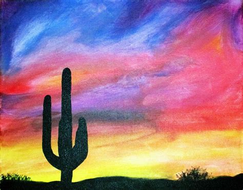 Arizona Sunset By Ashley Sears Sunset Painting Desert Landscape