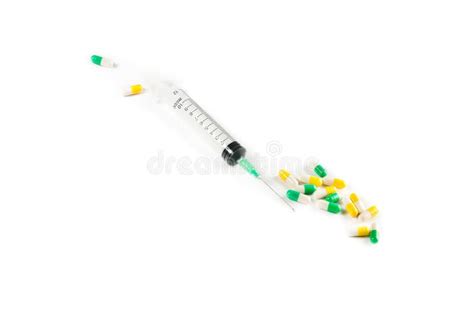 picture of colorful pills and syringe stock image image of dosage clinical 109406695