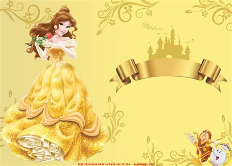 Free Printable Romantic Beauty And The Beast Baby Shower Templates