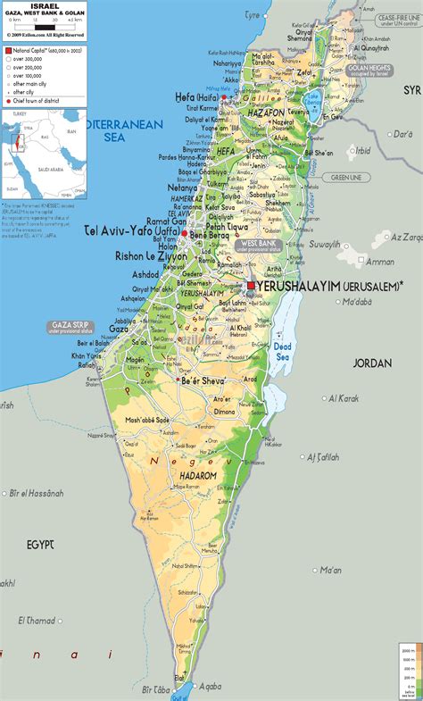 Physical Map Of Israel Ezilon Maps