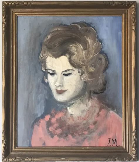 Antique Impressionist Oil Painting Portrait Of Woman On Canvas Mcm Wpa Vintage Picclick
