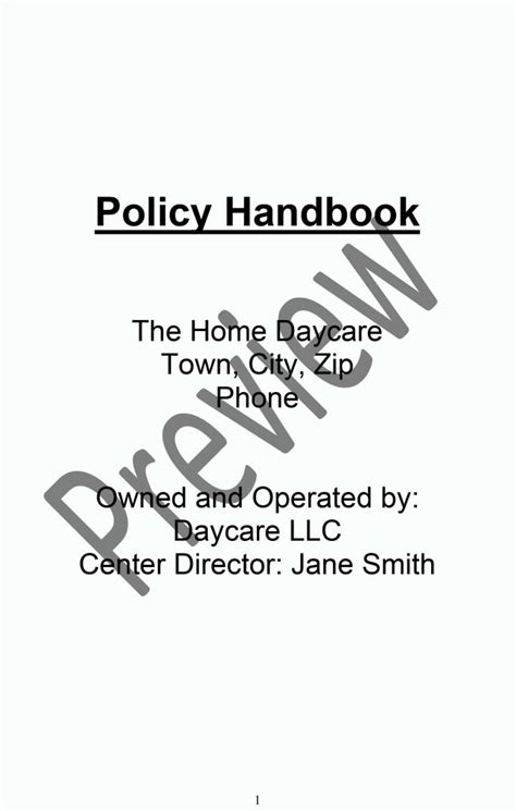 Daycare Policy Handbook Preview How To Start A Daycare Start A Home