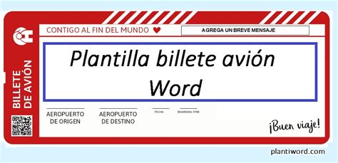 Plantilla Billete Avión Word Actualizado April 2024