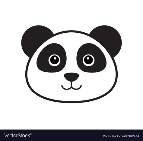 Flat Outline Panda Face Icon Royalty Free Vector Image