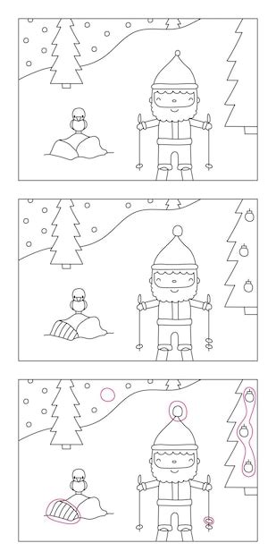 Premium Vector Christmas Find The Differences Vector Illustration