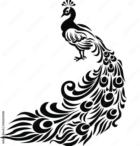 Peacock Silhouette Silhouette Of A Peacock With Feathers Stock Vector