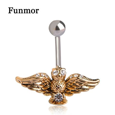 Funmor Punk Owl Navel Ring Belly Button Rings Mm Barbell Sexy