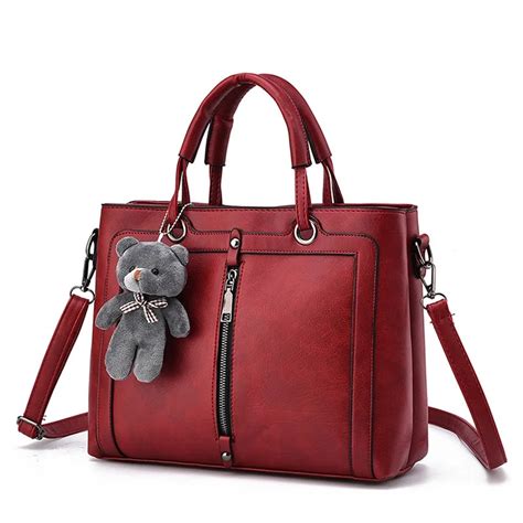 Luxury Women Leather Handbag Red Vintage Bag Designer Handbags High