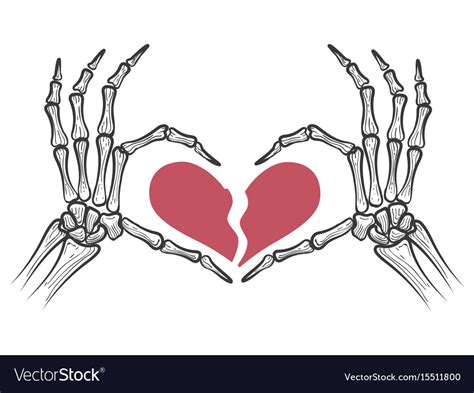 Broken Heart In Skeleton Hands Royalty Free Vector Image