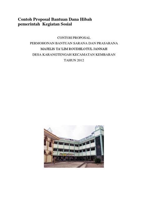 Contoh Proposal Bantuan Dana Hibah Pemerintah