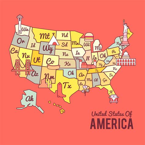 Colorful United States Of America Map Vector 217304 Vector Art At Vecteezy
