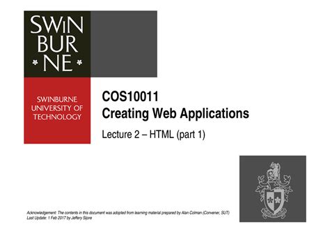 Cos10011 L2 Html1 2 Creating Web Application Lecture