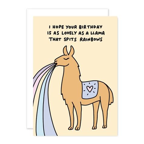 Llama Spitting Rainbows Birthday Card Birthday Cards Rainbow