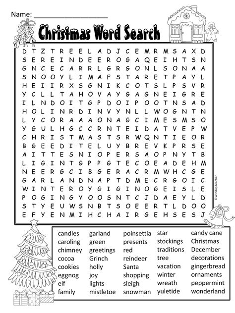 Christmas Word Search Hard For Grades 5 To Adult Made