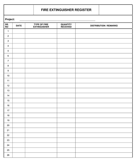 Fire Extinguisher Inspection Log Printable Eyewash Log Sheet Template