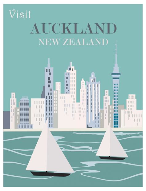 Auckland New Zealand Travel Poster Free Stock Photo Public Domain