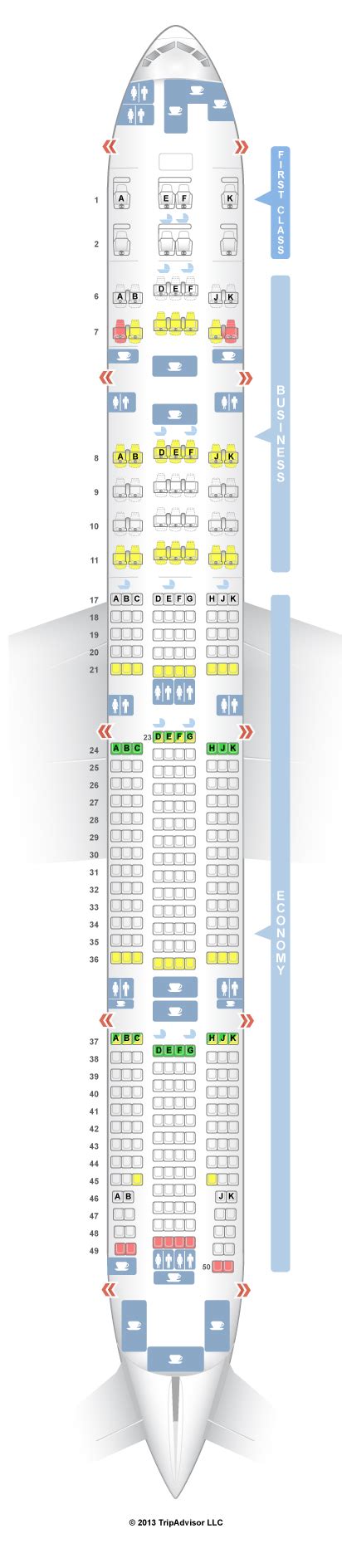 There are 8 first class, 52 business class, 24 premium economy, and 180 economy class seats. SeatGuru Seat Map Emirates Boeing 777-300ER (77W) Three ...
