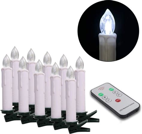 Youngerbaby Set Of 10 Cool White Led Taper Candles Battery Operated