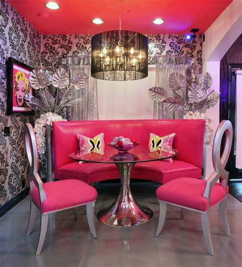 Skempton counter height dining room table and bar stools. glam dance studio - Contemporary - Dining Room - los ...