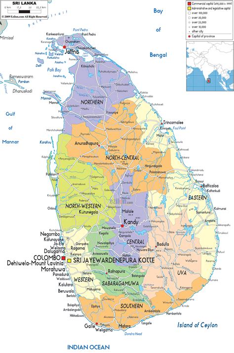 Detailed Political Map Of Sri Lanka Ezilon Maps