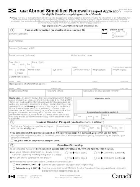 Form For Passport Renewal Canada Universal Network
