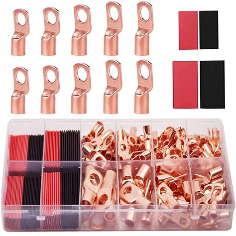 TKDMR Pcs Copper Wire Lugs AWG With Heat Shrink Set Pcs Battery Cable Lugs
