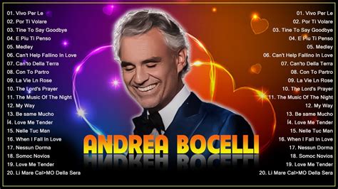 Andrea Bocelli Sus Grandes Exitos Las Mejores Canciones De Andrea