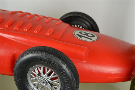1960s Xl Plastic Red Racer Car Toy With Driver Retro Station