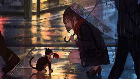 Anime Girls Rainy Wallpapers Wallpaper Cave